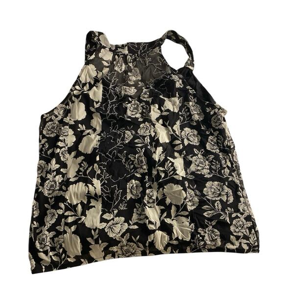 Floral Halter Tank Black White Sleeveless Top INC International Concepts XL - Picture 5 of 6
